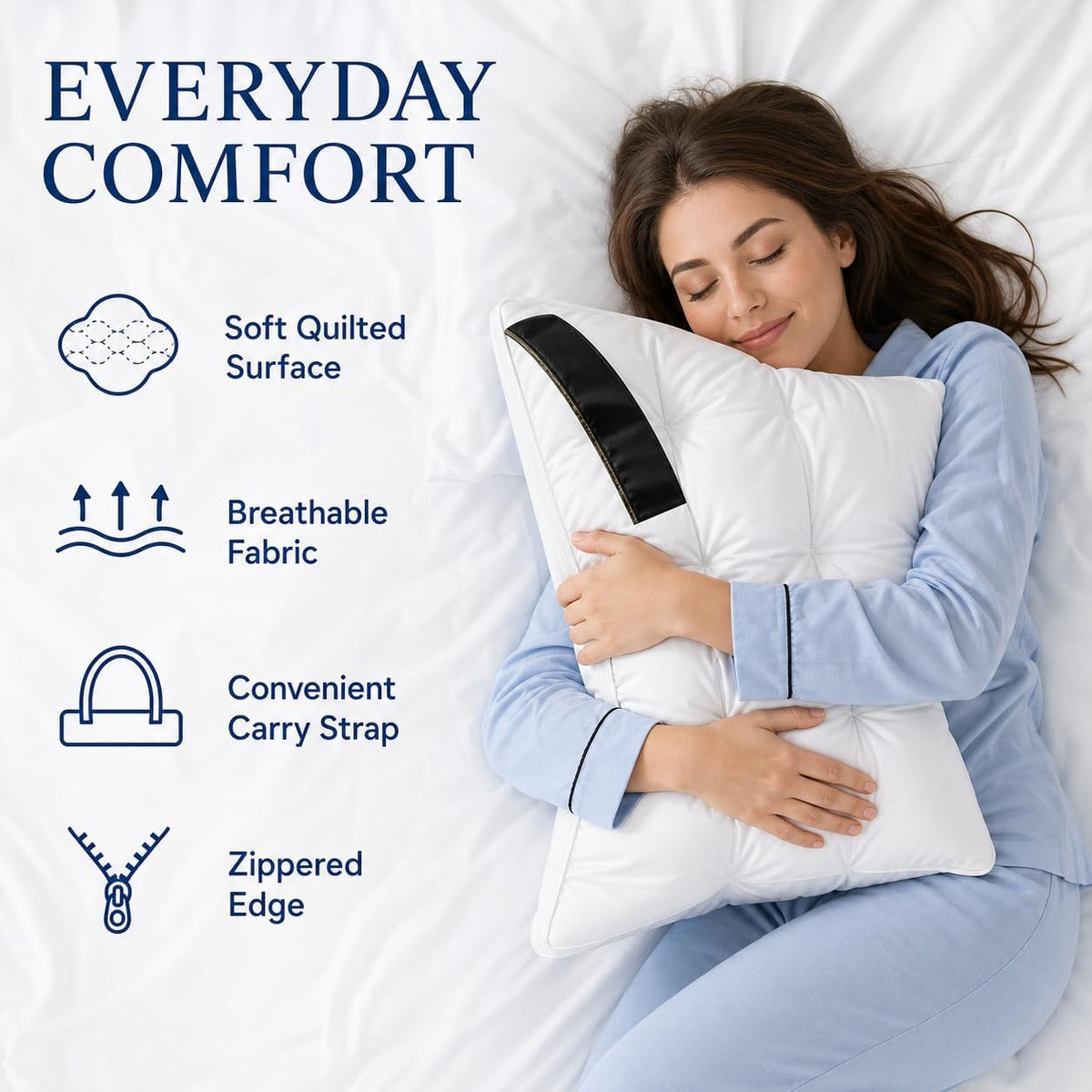 2Pack Bed Pillows Queen Size Set Cool and Supportive Pillows for Hotel