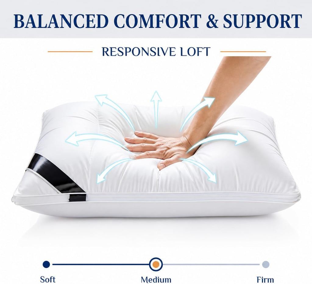 2Pack Bed Pillows Queen Size Set Cool and Supportive Pillows for Hotel