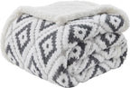 Crescent Diamond Jacquard Sherpa Throw Blanket
