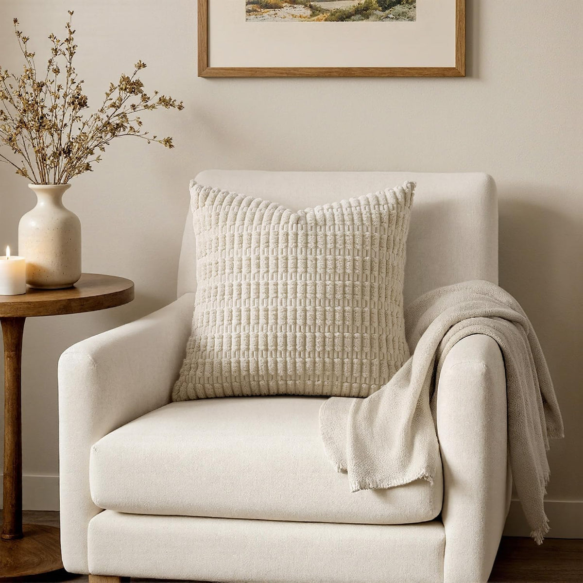 Boho Striped Tufted Throw Pillow Covers