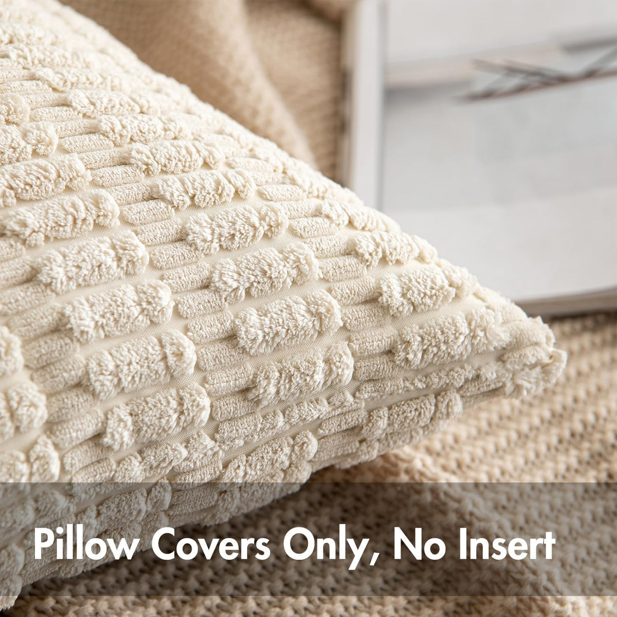 Boho Striped Tufted Throw Pillow Covers