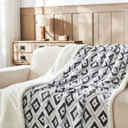 Crescent Diamond Jacquard Sherpa Throw Blanket
