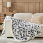 Crescent Diamond Jacquard Sherpa Throw Blanket