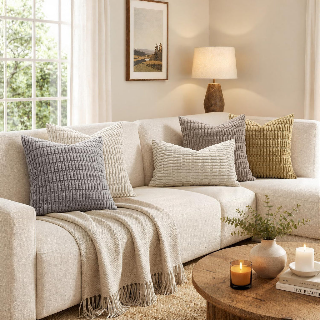Boho Striped Tufted Throw Pillow Covers
