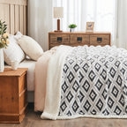 Crescent Diamond Jacquard Sherpa Throw Blanket