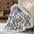 Crescent Diamond Jacquard Sherpa Throw Blanket